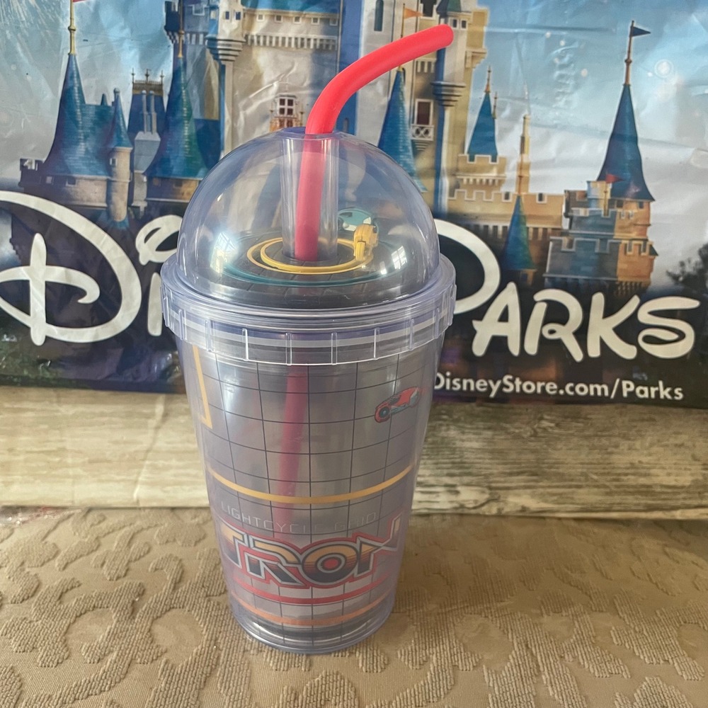 Disney Parks TRON Lightcycle Run Dome Lid Tumbler with Straw 14.2oz New